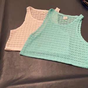 PINK Victoria’s Secret crocheted bundle of 2 bathing suit top covers, (Mlb)